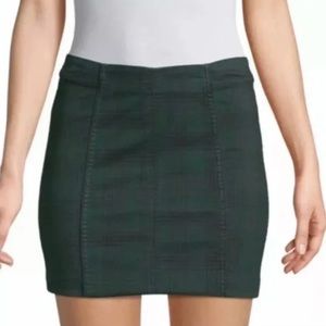 Free People Green/Navy plaid mini skirt